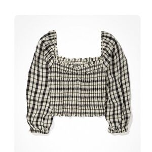 American Eagle Smocked Puff Sleeve Blouse